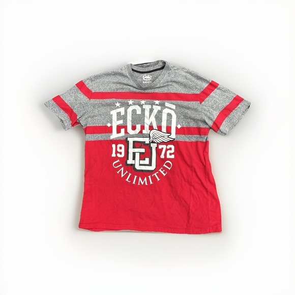 Ecko Unltd. Other - Ecko Unltd Mens Graphic T-Shirt Red Gray Striped FU Logo Y2K Streetwear 1972